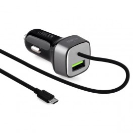 Puro Carica Batt Da Auto Fast Charger Compact 1USb 2 4A con Cavo Micro Dedicato Nero