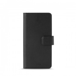 Puro Cust  Ecopelle Huawei P10Lite FlipOriz+3VaniCarta+Tasca Banconote+StandUp+LinguettaMagn Nero