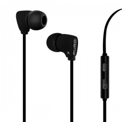 Puro Auricolare Stereo Con Microfono  Fine  + Tasto Risp + Volume e Cavo Piatto  Nero