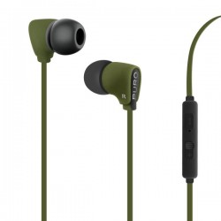 Puro Auricolare Stereo Con Microfono + Tasto Risp + Volume e Cavo Piatto Verde Scuro