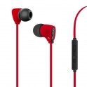 Puro Auricolare Stereo Con Microfono  Fine  + Tasto Risp + Volume e Cavo Piatto  Rosso