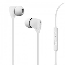 Puro Auricolare Stereo Con Microfono  Fine  + Tasto Risp + Volume e Cavo Piatto Bianco