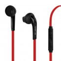 Puro Auricolare Stereo Con Microfono + Tasto Risp + Volume Cavo Piatto Rosso