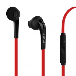 Puro Auricolare Stereo Con Microfono + Tasto Risp + Volume Cavo Piatto Rosso