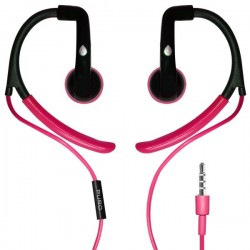 Puro Auricolare Stereo  Heart  con Earhook Cavo Rotondo + Tasto Risp Rosa