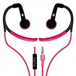 Puro Auricolare Stereo  Heart  con Earhook Cavo Rotondo + Tasto Risp Rosa