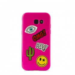 Puro Cover in TPU per Samsung Galaxy A3 2017 4 7   Patch Mania  con 5 Patch Inclusi Rosa Shocking