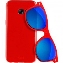 Puro Bundle Cover Plasma in TPU con occhiali da sole pieghevoli per Samsung Galaxy A3 4 7  Rosso