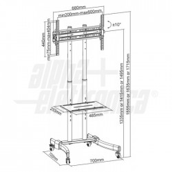 Carrello telescopico porta TV   37  70  con mensola