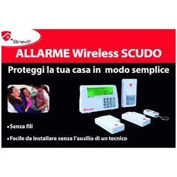 ALLARME WIRELESS SCUDO composto da  CeNTRALINA 2 SENSORE MAGNETICO 1 SENSORI IR E TELECOMANDO