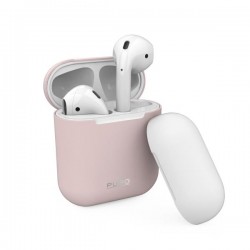 Puro Custodia in silicone per Airpods 2016 / 2019 con cappuccio addizionale, Rosa