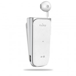 Puro Auricolare Riavvolgibile Mono Bluetooth con clip V4 1 con Vibrazione e Multipoint Bianco