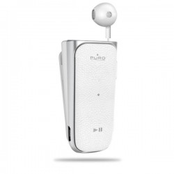 Puro Auricolare Riavvolgibile Mono Bluetooth con clip V4 1 con Vibrazione e Multipoint Bianco