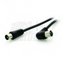Cavo da spina TV Coax  a presa 90m TV Cavo da spina TV Coax Ø9,5mm a presa 90° TV Coax Ø9,5mm   Con adattatore M/M   Nero   2m