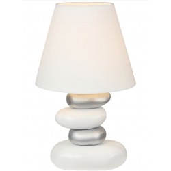  ALASKA  LAMP TAVOLO H35CM SASSI CERAMICA BIANCO/SILVER