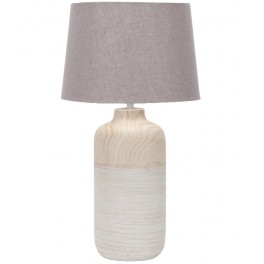  NORA  LAMP TAV CERAM LEGNO/BIANCA PARAL SABBIA H 52CM