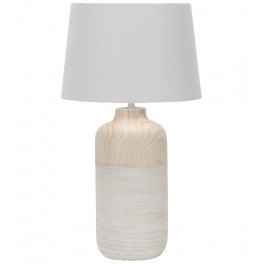  NORA  LAMP TAV CERAM LEGNO/BIANCA PARAL BIANCO H 52CM