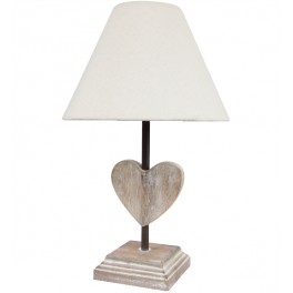  BELLE  LAMP TAVOLO CUORE LEGNO H42 E27 P/BEIGE IMPERO