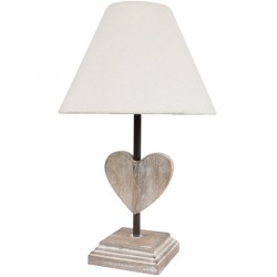 BELLE  LAMP TAVOLO CUORE LEGNO H42 E27 P/BEIGE IMPERO