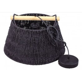  TAHITI  LAMP  SOSPENSIONE CORDA E LEGNO D 40CM NERO