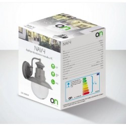  NAVY  APPLIQUE METAL+PE 1XE27 MAX60W IP44 GRIGIO