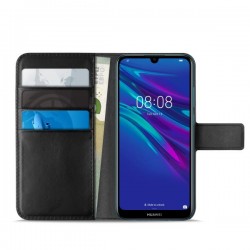 Puro Cust  Ecopelle Huawei Y6 2019 6 1  Flip Oriz+3VaniCarta+TascaBanconote+StandUp+LingMagn Nero