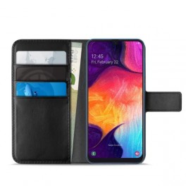Puro Cust Ecopelle SamsungA50/A50S/A30S FlipOriz+3VaniCarta+TascaBanconote+StandUp+LinguettaMagnNero