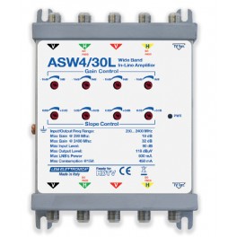 Amplificatore di testa WIDE BAND 4 vie   Guad  30dB + Alimentatore