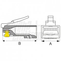 CONNETTORE  RJ45 EZ pass  Cat 6   BARATT Spina RJ45 8P8C Cat 6 passante   UTP