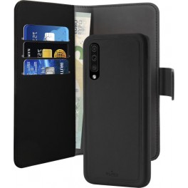 Puro Cust  Ecopelle Samsung Galaxy A50/A50S/A30S Flip Oriz +CoverMagn +3 Vani+Tasca Banconote,Black