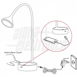Lampada da tavolo Led Touch Step Bianca 