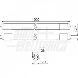 Tubo led vetro 90cm 230Vac 13W 6000K 
