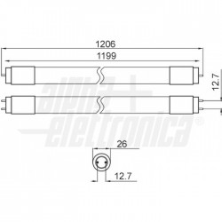 Tubo led vetro 120cm 230Vac 18W MEAT 