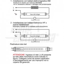 Tubo led vetro 120cm 230Vac 18W 6500K 