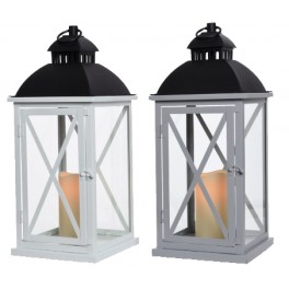 Lanterna metallo Bianco/nero H47,5cm 