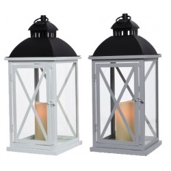 Lanterna metallo Bianco/nero H47,5cm 