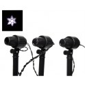 SET 3 proiettori 8 LED fiocchi di neve 