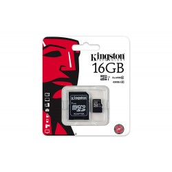 MICRO SD 16GB CL 10 CON ADATT SD KINGST  MICRO SD HC 80MB SHD VIDEO CANVAS SELECT