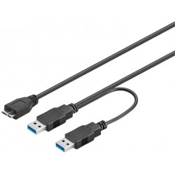 Cavo USB 3 0 Dual Power SuperSpeed 0,60m Cavo USB 3 0 Dual Power SuperSpeed, NeroSpina USB 3 0 (tipo A), Spina USB 3 0 (tipo A