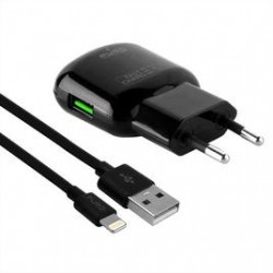 Puro Mini Carica Batterie Da Viaggio Ricarica Rapida 2 4A + Cavo staccato Apple Lightning MFI Nero