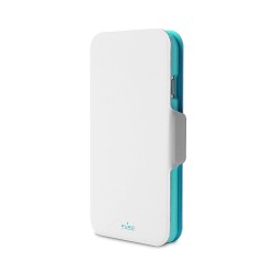 Puro Cust Iphone 6 5 5   BI Color Wallet 3 Vani Porta Carta Bianco/azzurro