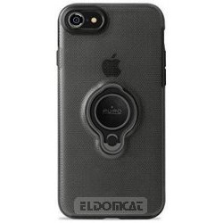 Puro Cover PC+TPU Magnet Ring per iPhone 7/8 + anello girevole 360°e placca metallica integrata nero