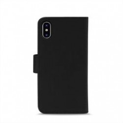 Puro Cust  Ecopelle iPhone Xs Max 6 5  Con Flip Oriz +Cover Magn Staccab+3 Vani+Tasca Banconote Nero