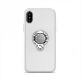 Puro Cover PC+TPU Magnet Ring per iPhone X con anello girevole 360°e placca metallica integrata bian