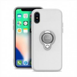Puro Cover PC+TPU Magnet Ring per iPhone X con anello girevole 360°e placca metallica integrata bian