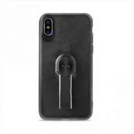 Puro Cover PC+TPU Magnet Strap per iPhone X con laccio rimovibile e placca metallica integrata Nero