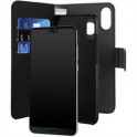 Puro Cust  Ecopelle Huawei P20 Lite Con Flip Oriz +Cover Magn Staccab+3 Vani+Tasca Banconote Nero