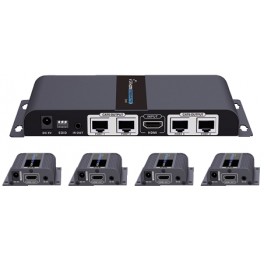 EXTENDER SPLITTER HDMI 4 USCITE CON ESTENSORE DI SEGNALE SU CAVO ETHERNET 40MT LOOP HDMI