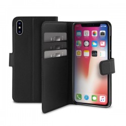 Puro Cust Ecop  Wallet  per iPhone X / Xs 5 8  Flip Oriz+Vano Carta+Stand Up+Flap Magnetica Nero