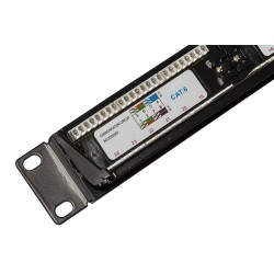 PANNELLO PATCH 19  NON SCHERMATO UTP 24 24 PORTE 8 POLI RJ45 PER RETI CAT 6 NERO